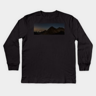 Mountains and stars above at night Kids Long Sleeve T-Shirt